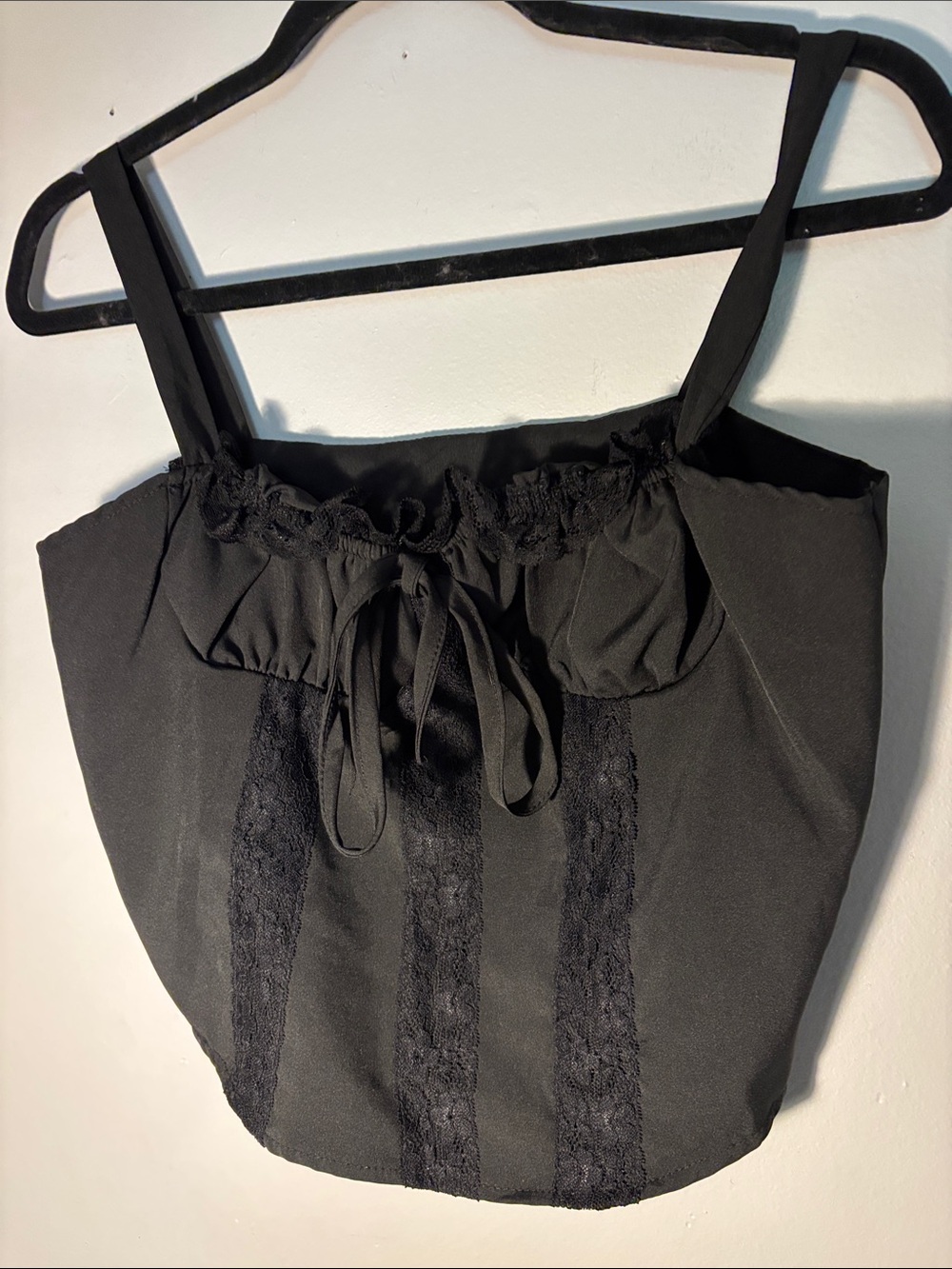 Black Lace-Trim Corset Top